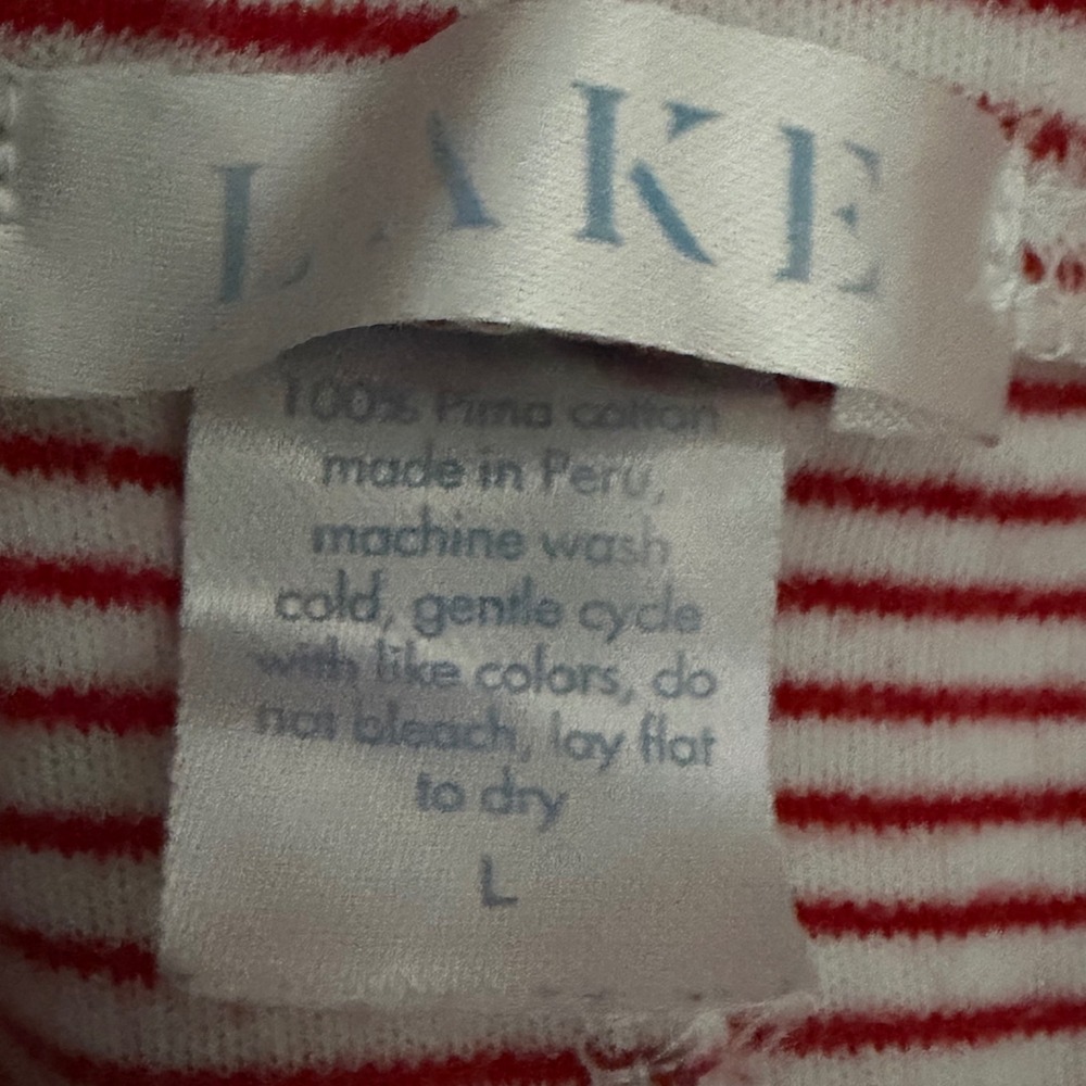 LAKE Pima Cotton Striped Pajama Pants Womens L Red White Loungewear Sleepwear - Picture 6 of 10